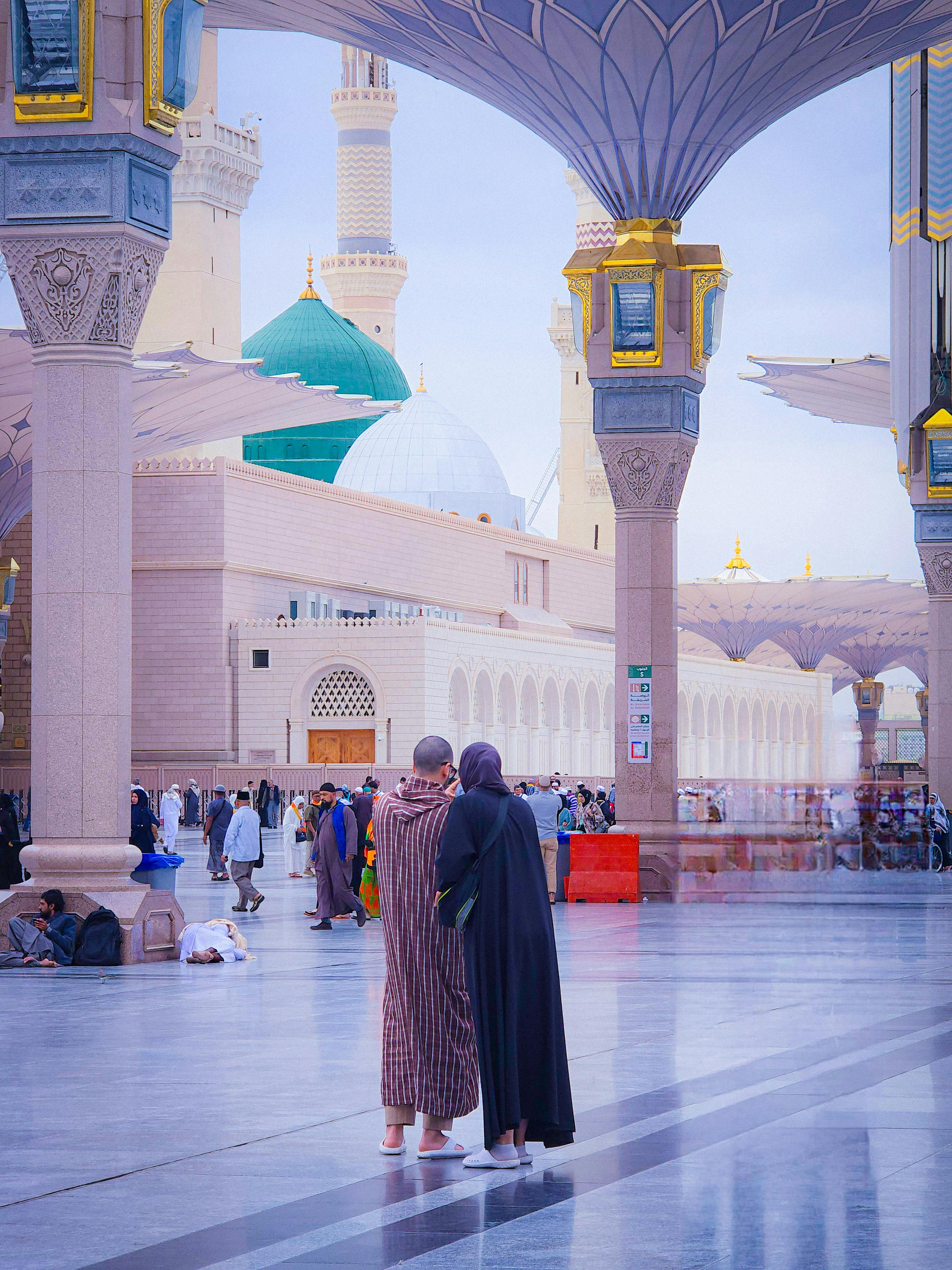 Pilgrims at the Prophet's Mosque in Madinah